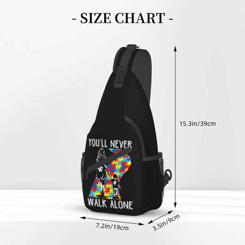You'll Never Walk Alone Sling Bags Chest Crossbody Shoulder Backpack Outdoor Hiking Daypacks Autism Autistic Pattern Pack