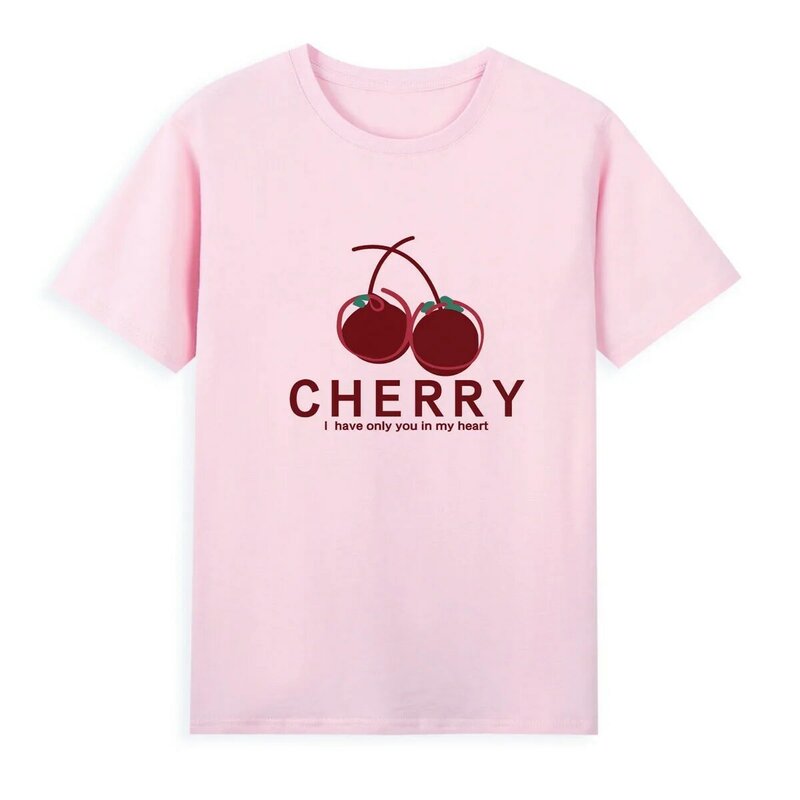 Красивая футболка с принтом вишни, новый дизайн, Мультяшные летние рубашки, дышащая хлопковая Футболка для женщин A020