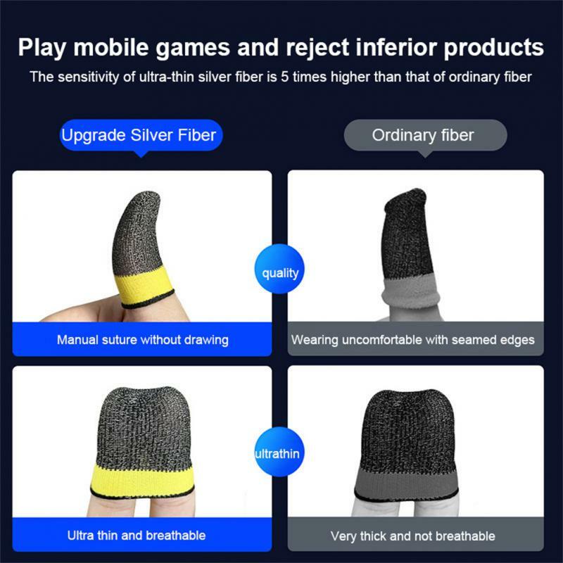 Touch Screen Finger Cover para o jogo, manga de dedo, material de algodão flexível, luvas sensíveis e confortáveis