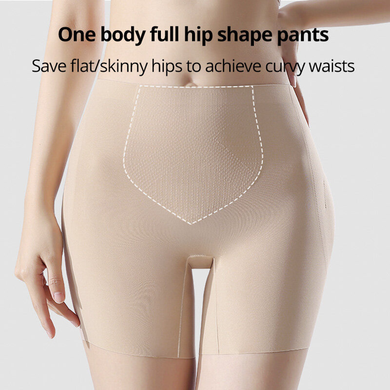 Flarixa High Waist Tummy Control Body Shapers Women Seamless Ice Silk Safety Shorts Butt Lifter Panties Hip Enhancer Shapewear