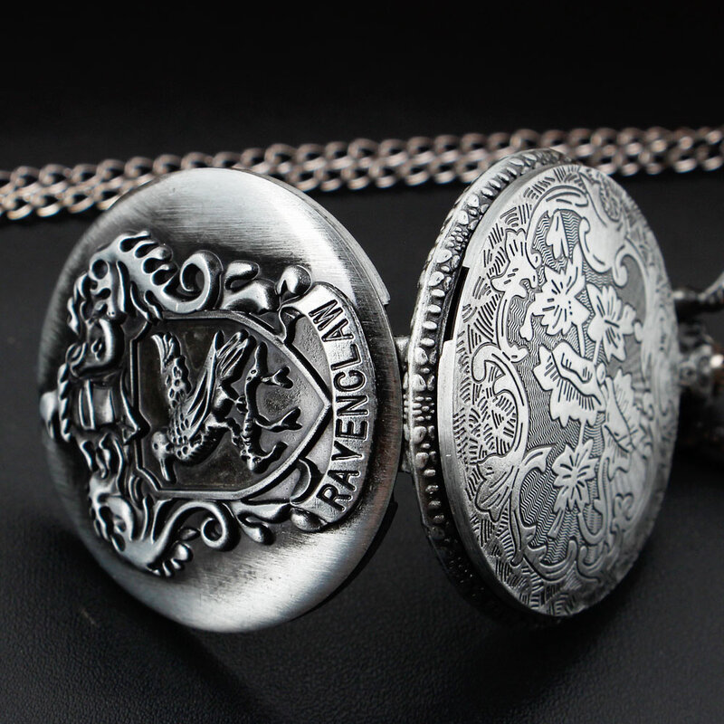 Antike Taschenuhr Serie Blume und Vogel geschnitzte Muster Frauen Männer Anhänger Halskette Quarz Tasche & Anhänger Kette Uhren grau