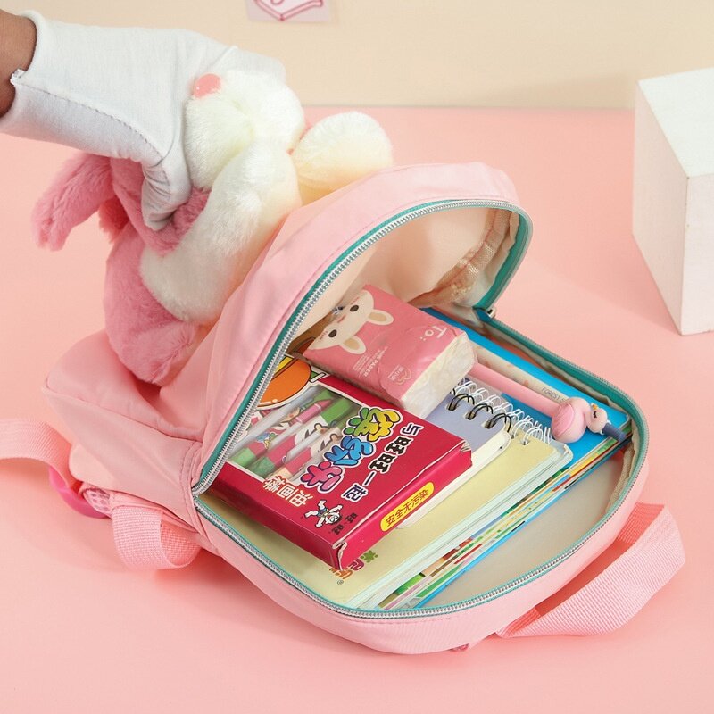 Милые маленькие рюкзаки с куклой для маленьких девочек в детском саду, новинка 2022, детские милые мягкие школьные сумки с кроликом для кукол, Лидер продаж