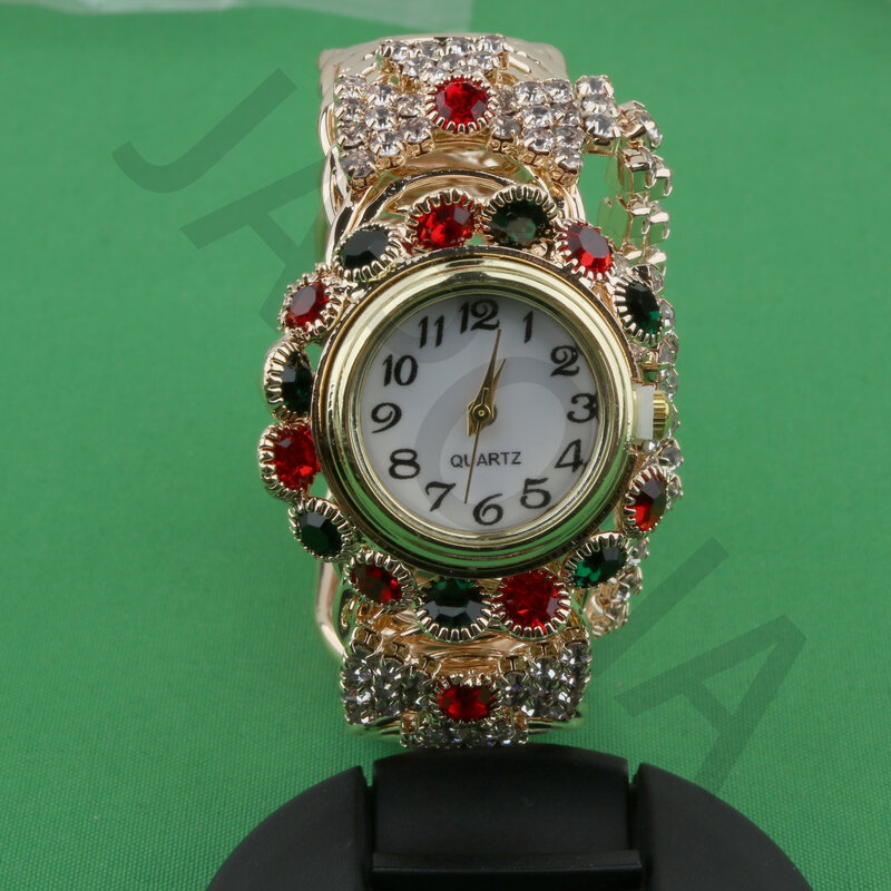 Relógio de pulseira de strass feminino, quartzo de couro feminino, alta qualidade, luxo, presente