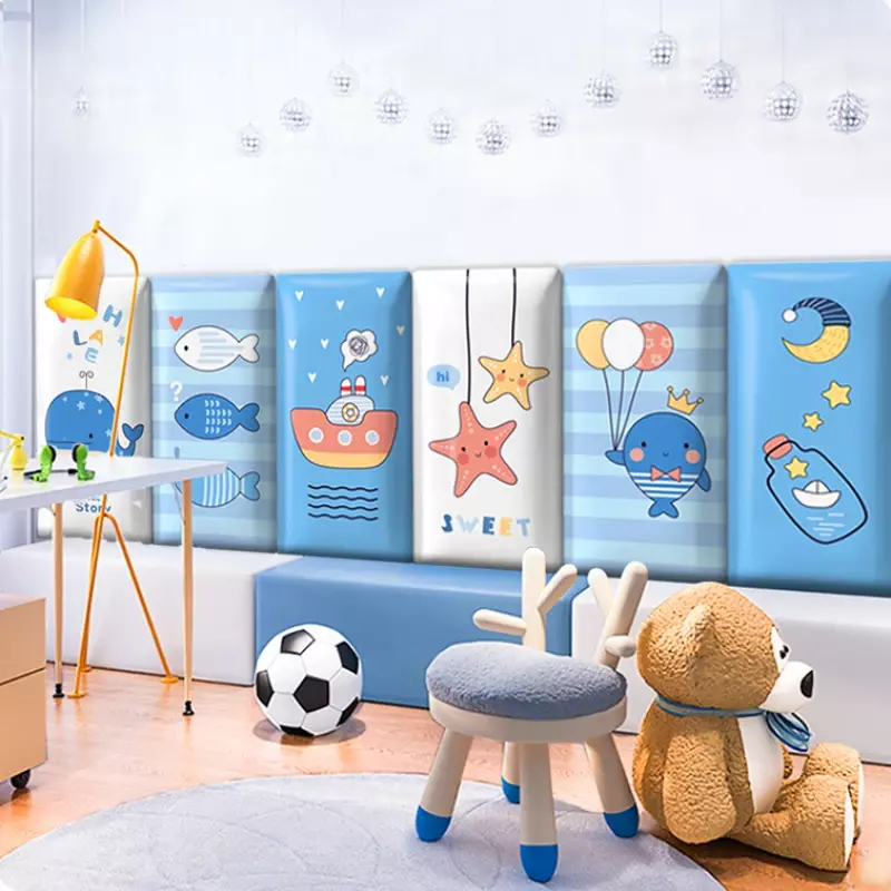 Cabecero De cama con dibujos De animales, papel tapiz anticolisión para habitación De niños, calcomanías para guardería