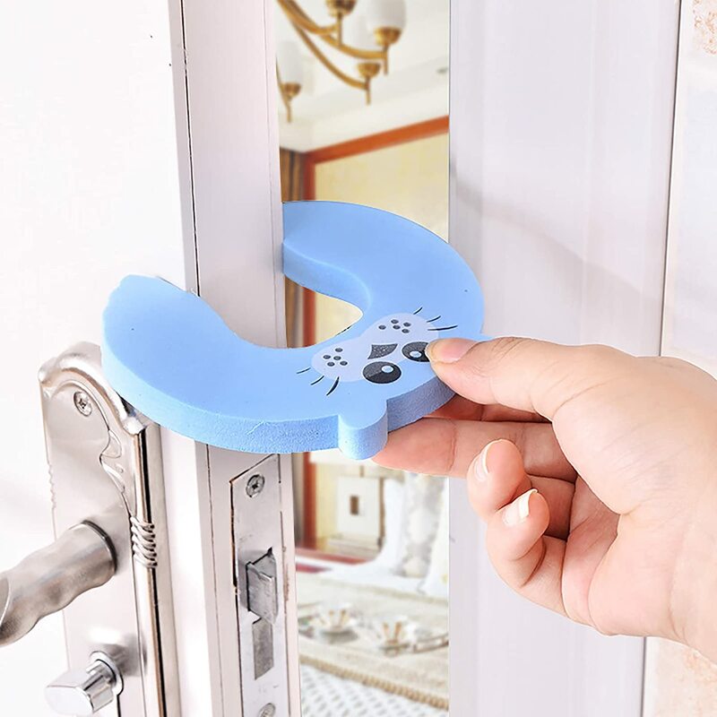 7 stks/set eva kinderen deurstop deurclip kids deurstopper houder deurknop muurbescherming baby veiligheidssloten vingerbeschermer