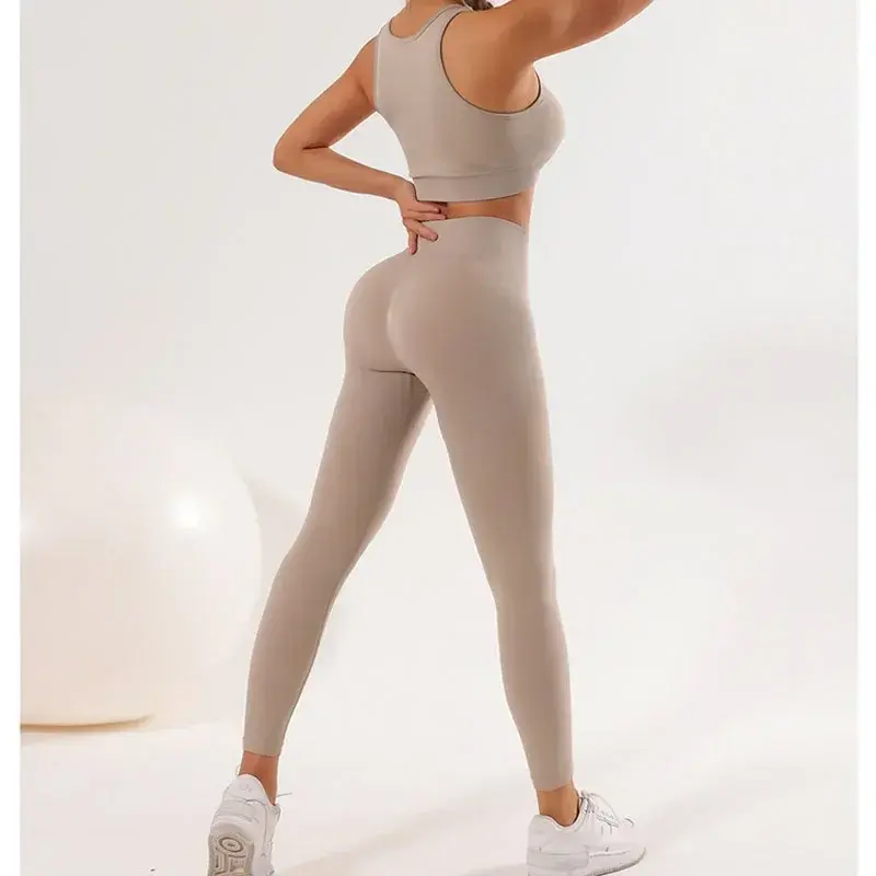 Bezszwowe, szybkoschnące spodnie do jogi dla kobiet z wysokim stanem i podnoszeniem bioder. Spodnie sportowe do fitnessu i fitnessu