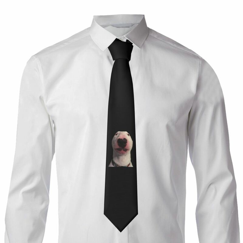 Corbata de cuello personalizada para hombre, corbatas divertidas de seda para oficina, perro Bull Terrier, moda