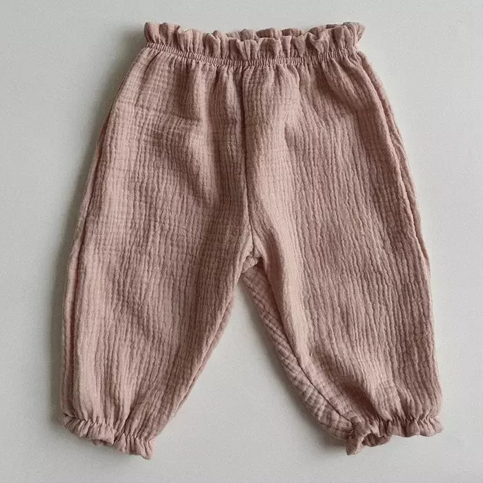 Infant Baby Boys Girls Muslin Pants Casual Lantern Pants Full Pants