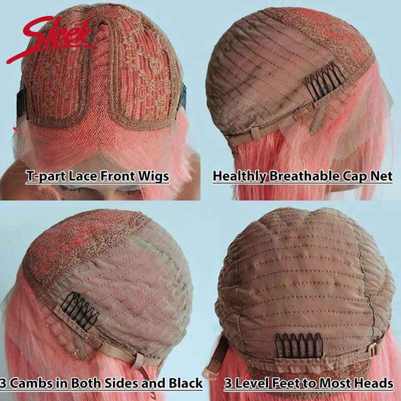 Pink Bob Wigs Blonde Pink Straight Lace Front Human Hair Wigs HD Transparent Lace Pre Plucked Sleek Brazilian Bob Lace Wigs