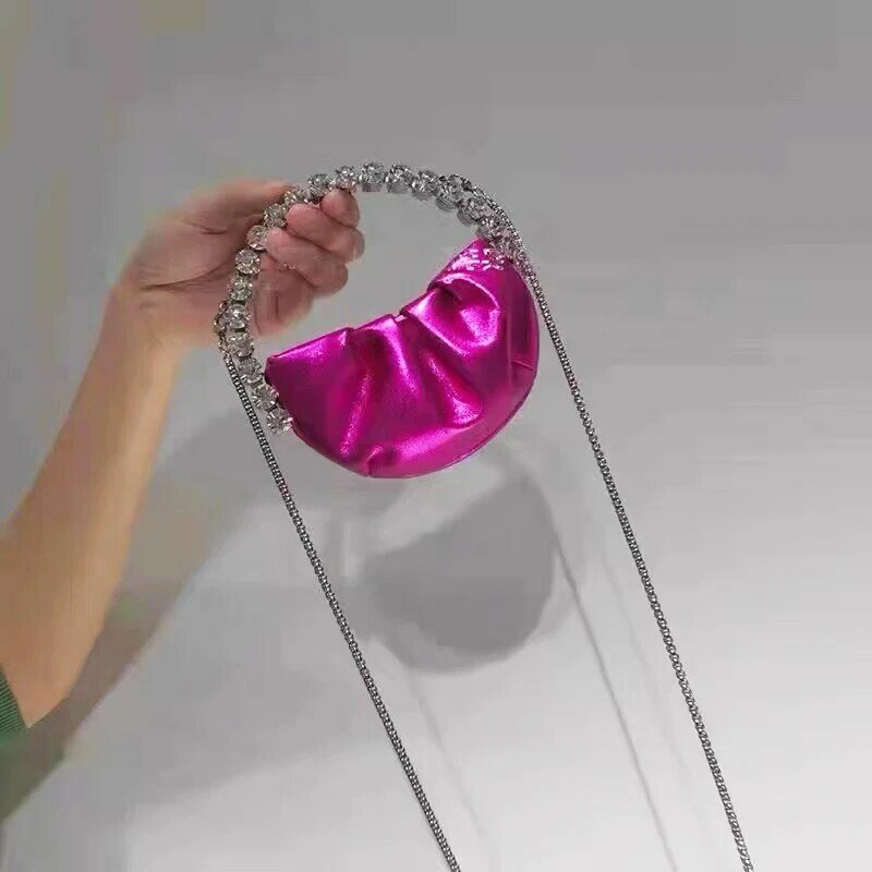 MEDIOW Mini bolsos de noche para mujer bolso de diseñador de lujo novedad de 2023 en PU mango superior de Metal fluorescente mosaico de diamantes de imitación bolsa de mensajero con cadena alta calidad envío gratis
