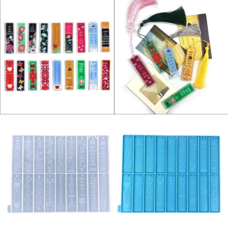 Rectangular Flower Bookmarks Mold Making Epoxy Resin Jewelry Craft Silicone Mold