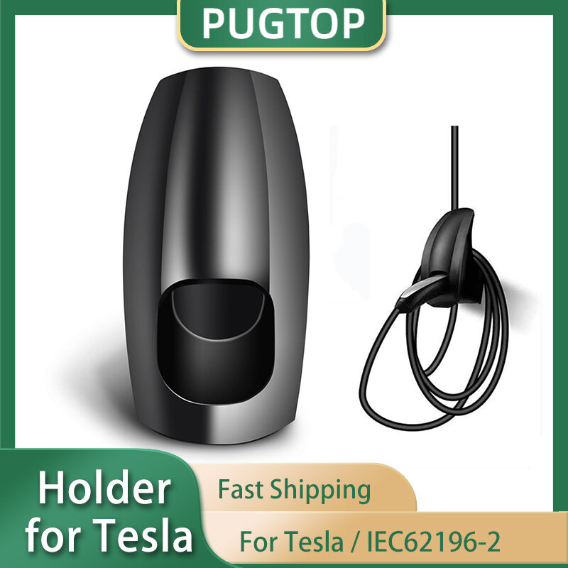 Dudukan pengisi daya colokan EV PUGTOP untuk soket konektor penyangga kabel pengisi daya Tesla Model 3/Y/S/X tipe 2 IEC62196-2
