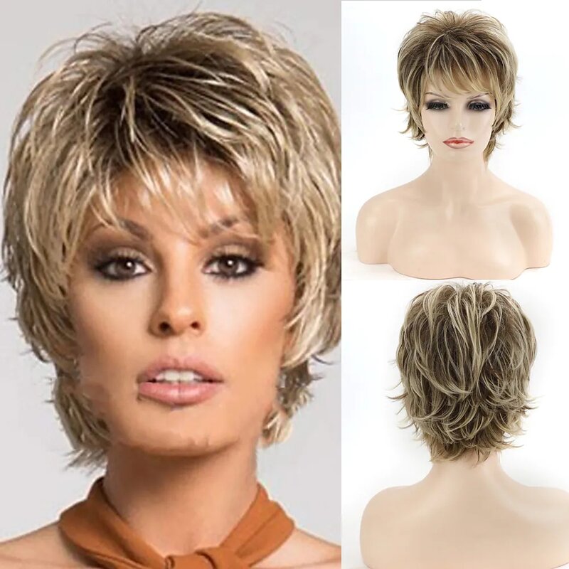 Kurzen Haarschnitt Ombre Haar Perücken Synthetische Perücken für Frauen Kurze Haare Perücken mit Pony Frisuren Perücke Für Frauen