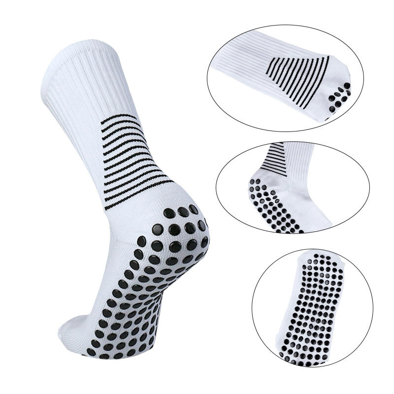 Calcetines de fútbol antideslizantes para hombre y mujer, medias circulares de silicona con patrón de escudo, para entrenamiento y Deporte