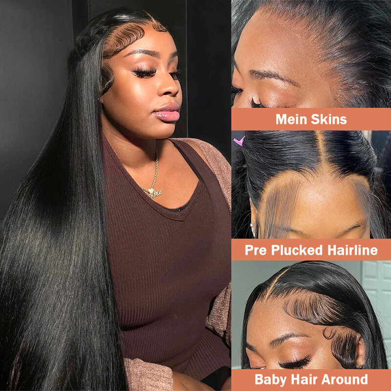 40 Inch Bone Straight Hd Lace Frontal Human Hair Wigs 13x4 13x6 Pre Plucked 4x4 5x5 Lace Remy Brazilian Front Wig 250 Density