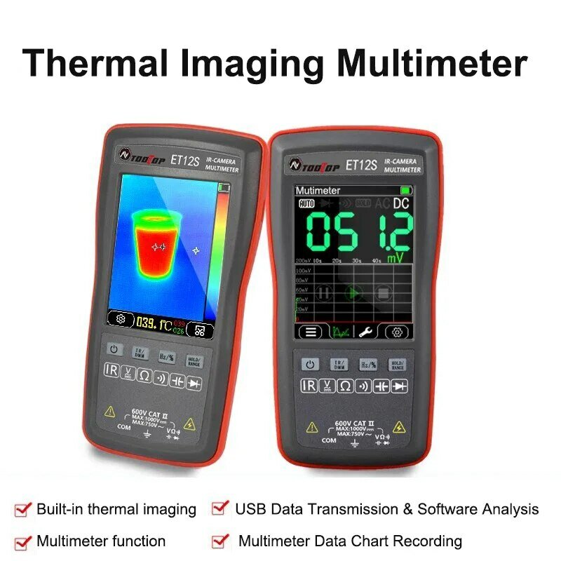 ツールトップ-熱画像マルチメーター、2 in 1熱画像、2.8インチタッチスクリーン、irカメラ、ソーラー回路、自動車検出