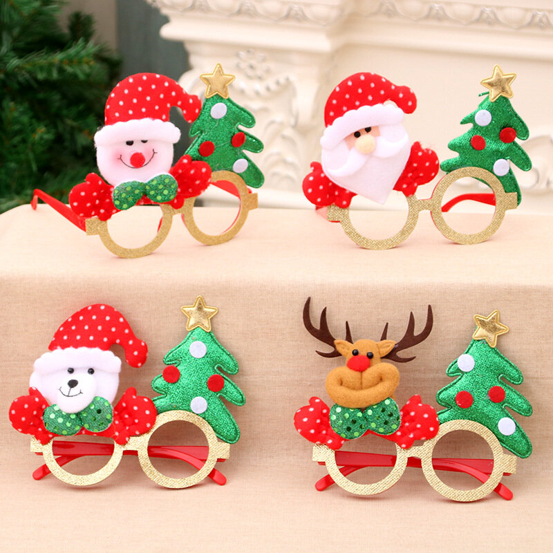 Juguetes de Navidad para niños, gafas de dibujos animados, Decoración, regalo de Papá Noel, regalos creativos pequeños, Capacetes