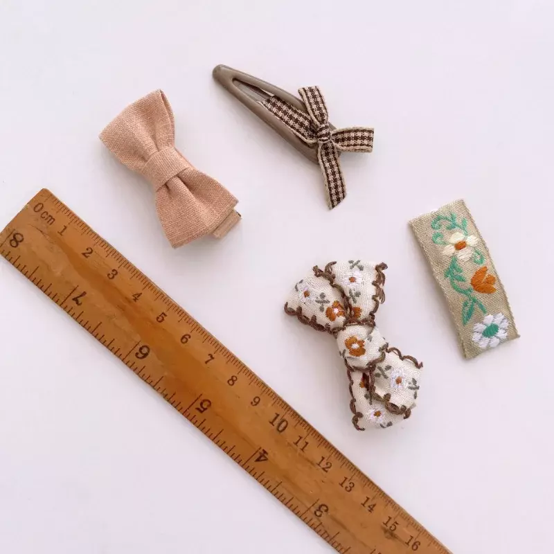 Pinzas para el pelo coreanas de Color café para niños y niñas, accesorios para el cabello de princesa de tela de punto con lazo, 4/8 piezas