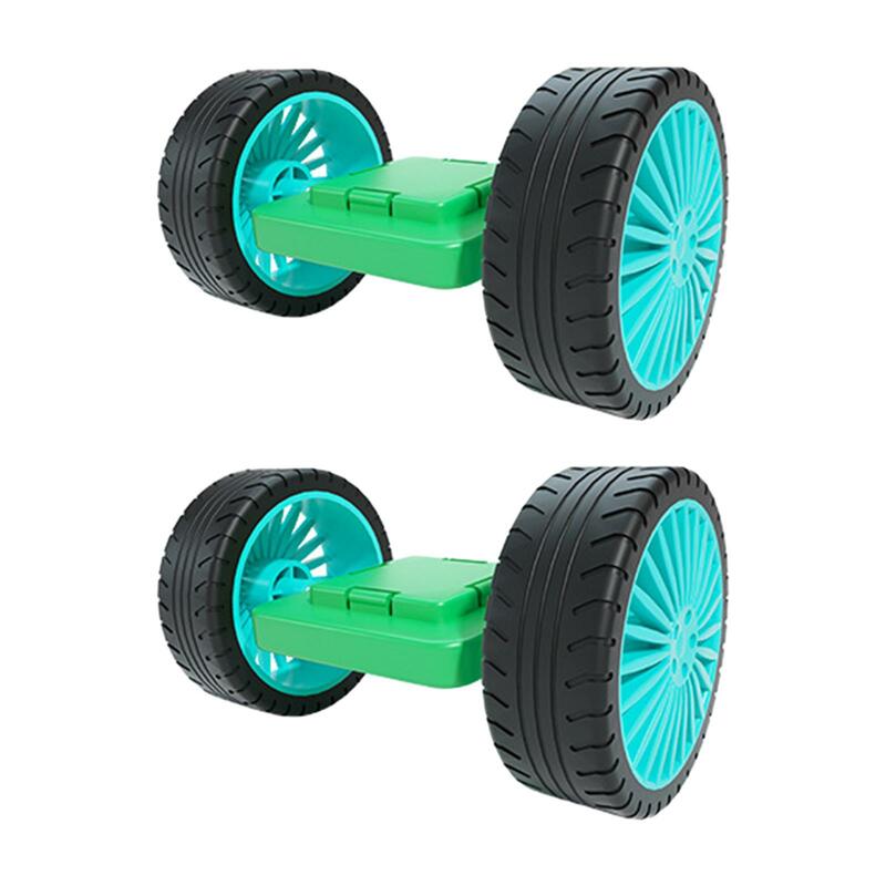 Set roda ubin magnetik, 2 buah batang roda dasar konstruksi swakriya keterampilan Motor prasekolah batang Puzzle geometris 3D untuk