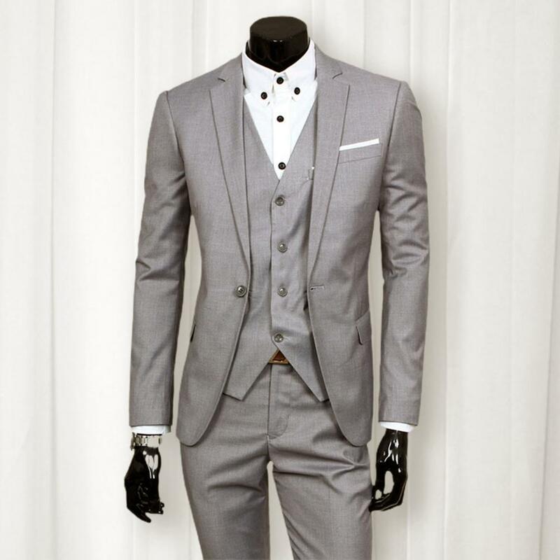Мужской деловой костюм, блейзер, жилет, штаны, однотонный, облегающий, M-4XL, 3 шт./комплект