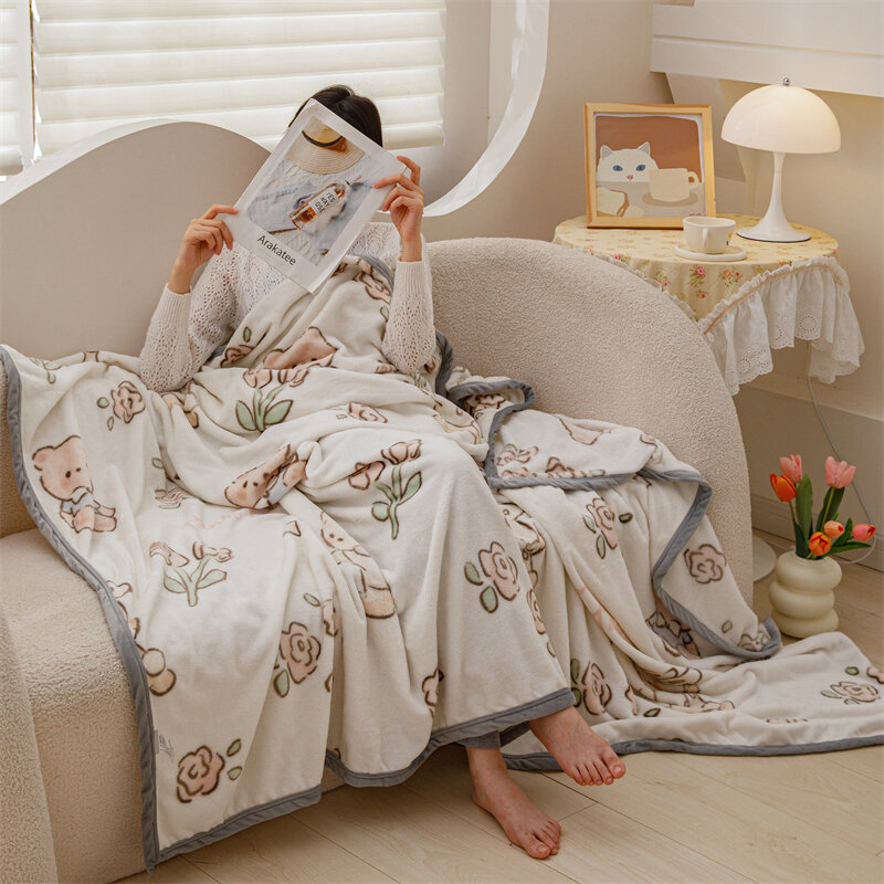 Зимнее теплое Клетчатое одеяло YanYangTian, удобное одеяло, мультяшное покрывало на кровать, однотонное офисное многофункциональное дорожное одеяло