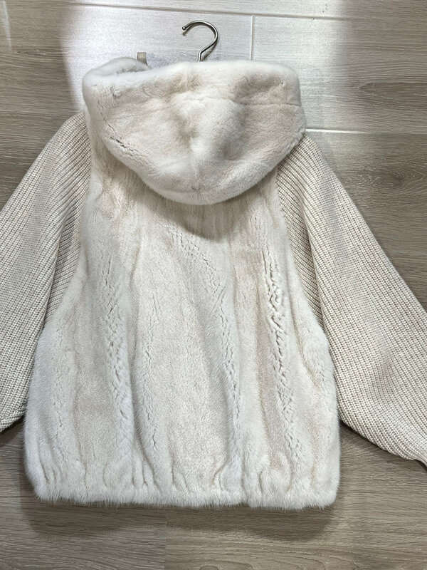 Luxurious Real Mink Fur Hooded Loose Cardigan
