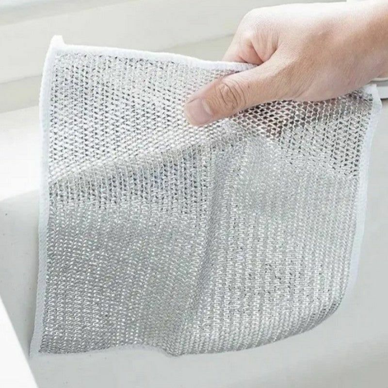Metal Wire Dish Towel Dishcloths Reuse Non-stick Oil Iron Dishrag Kitchen Pan Pot Dishes Cleaning Rag Napery Dishcloth Rags 20cm