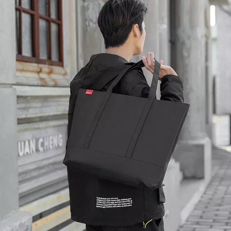 Bolso de mano de estilo japonés para hombre, bolsa informal de lona con asa superior, impermeable, gran capacidad