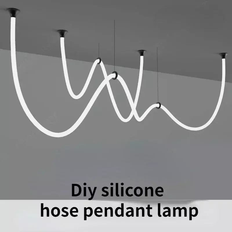 Silicone DIY Ceiling Lamp Chandelier Designer Creative Strip Restaurant Hanging Lamp Minimalist Art Lights Hose Pendant Lamp