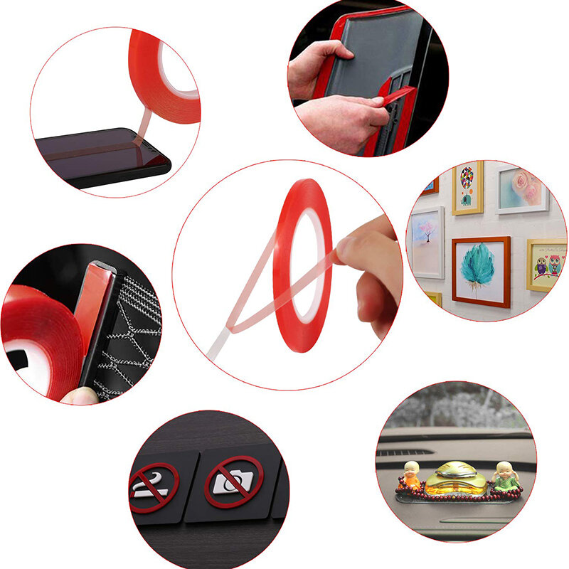 DIY 공예품용 양면 접착 테이프, 내열성, 고접착력, 투명 PET 테이프, 휴대폰 터치 스크린 수리, 10m