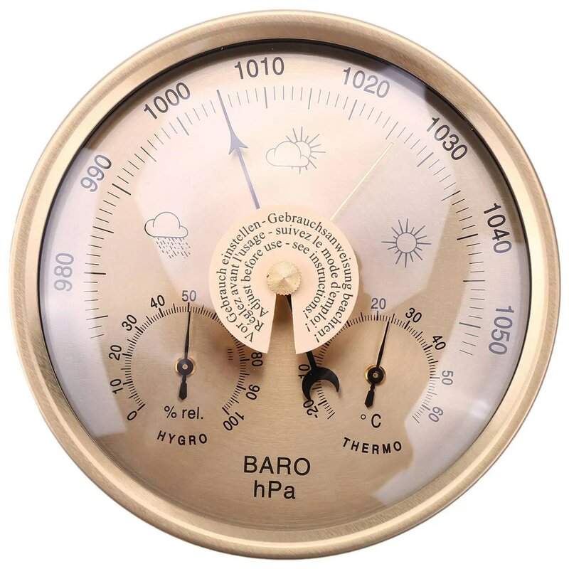 Barometer termometer higrometer dinding, stasiun cuaca rumah tangga terpasang di dinding