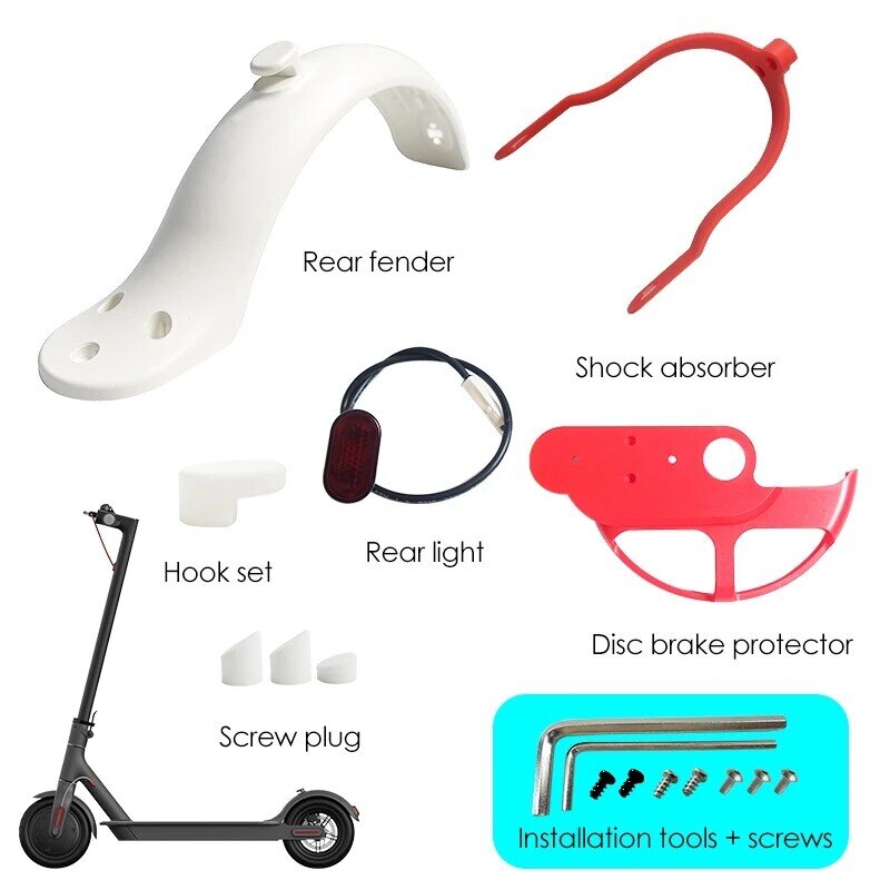 Scooter Mudguard Bracket Kit Scooter Mud Fender Shock Absorber Guard Taillight For Xiaomi M365 Pro Accessories