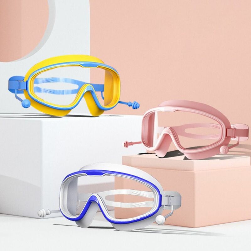 Occhialini da nuoto antiappannamento per bambini ampia vista con tappi per le orecchie occhiali da nuoto occhiali da nuoto impermeabili HD strumenti per il nuoto