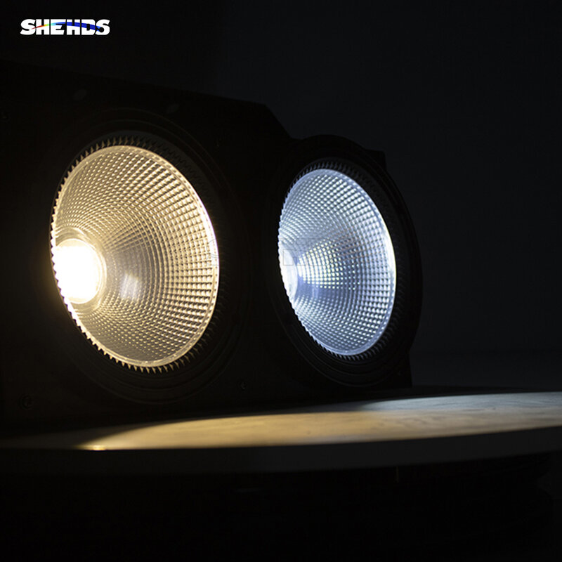 SHEHDS-LED COB Iluminação para Bar e Palco, 2 Olhos, 200W, 2in 1, 2x100W, Legal, Quente, Branco, Iluminação Blinder, Festa de Casamento