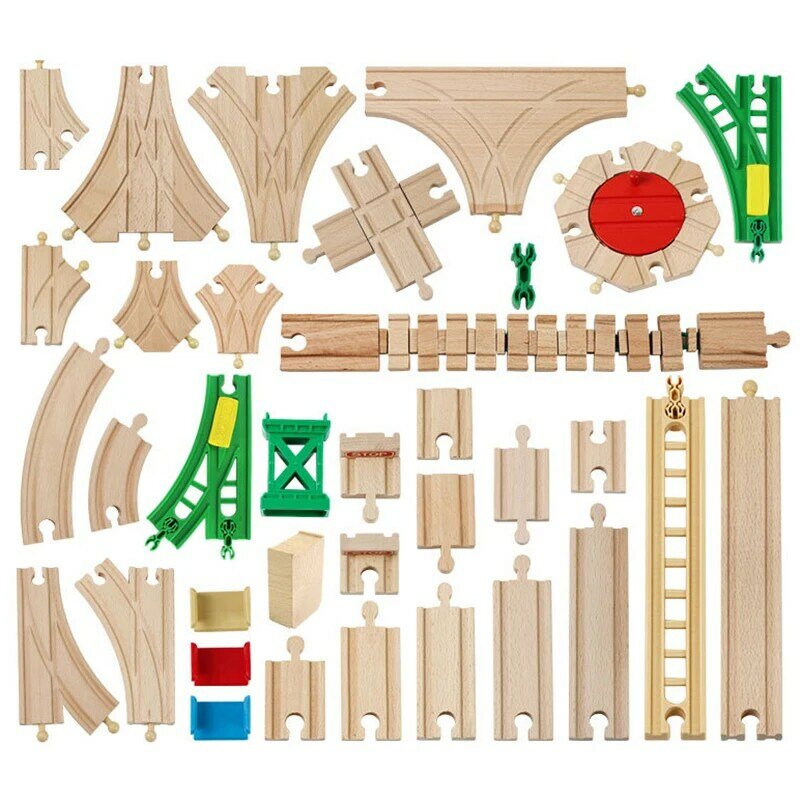 Track Railway Toys Beech Wooden Train Track Accessories Fit Biro All Brand Tracks Children Educational Toys Assembly Props