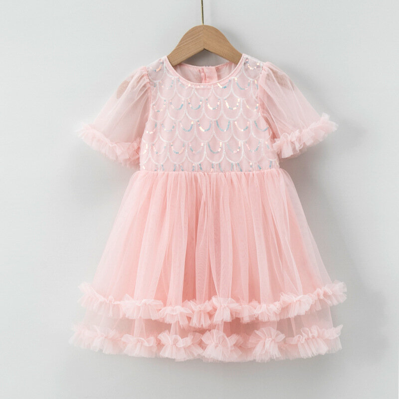 Girl's Princess Tutu Dress with Butterfly Puff Sleeve, Roupa de bebê, Infantil, Criança, Concurso, Festa de aniversário, Criança, L099