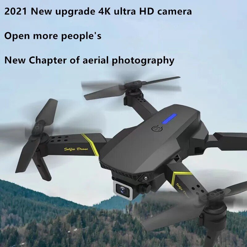 Quadcopter E88 Pro WiFi FPV Drone com grande angular HD 4K 1080P câmera, Altura Hold RC, Dobrável Drone Gift Toy, Novo, 2022