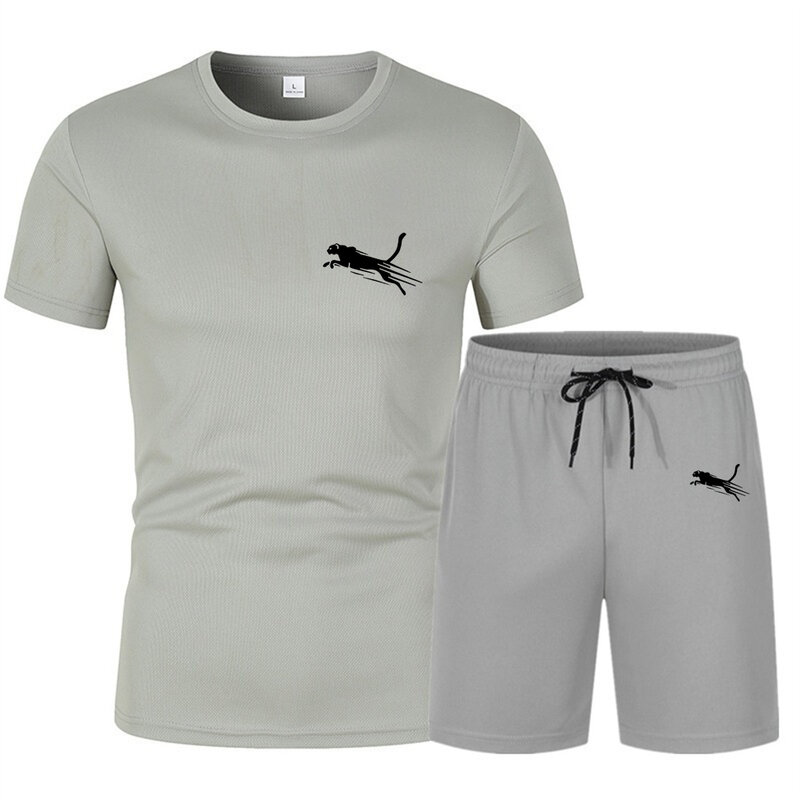 T-shirt de manga curta masculina e calções desportivos, conjunto casual de corrida, roupa desportiva, moda, verão, 2024