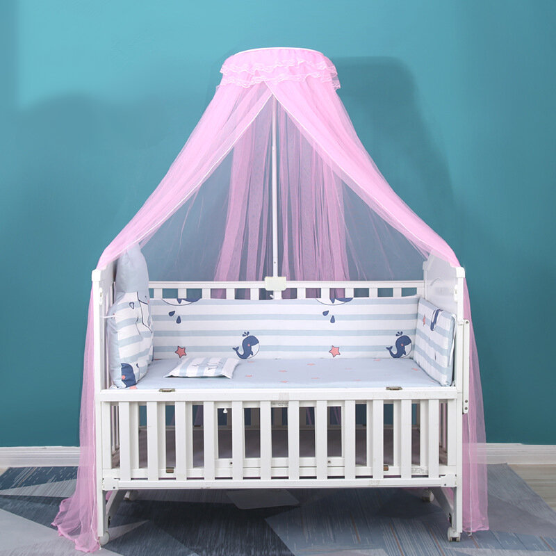 Lato Self-stand łóżeczko dziecięce moskitiera z uchwytem Dome pościel łóżeczko dla dziecka namiot baldachim noworodków zasłona łóżka dla dzieci siatki