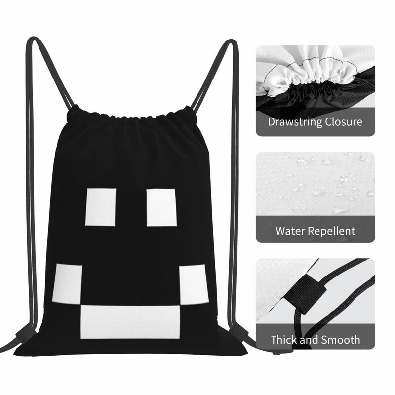 Quackity Merch Smile Logo Backpacks Casual Drawstring Bags Drawstring Bundle Pocket Sports Bag Book Bags For Travel Students