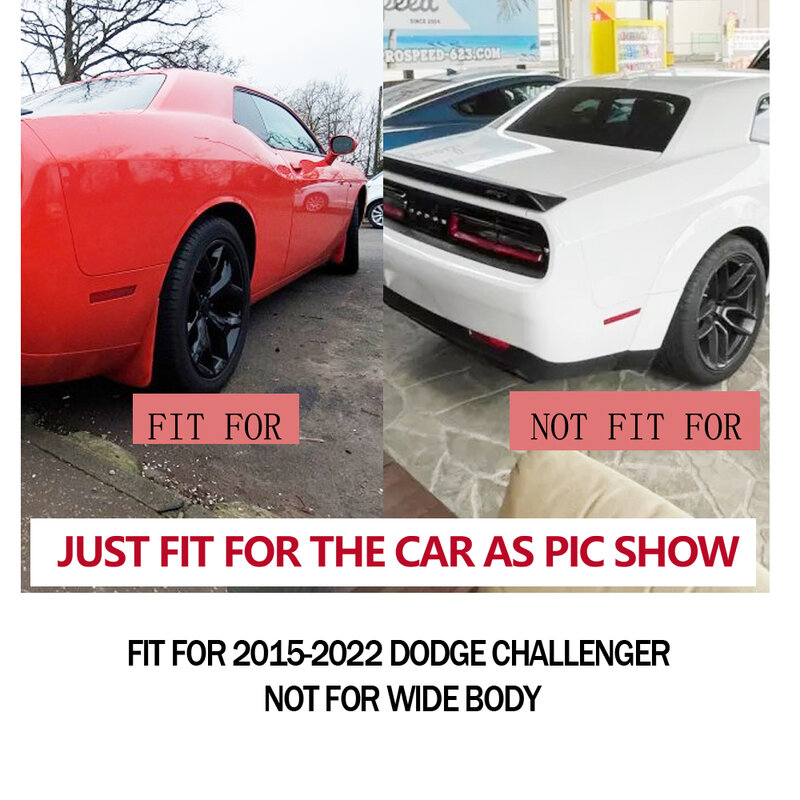 แผ่นกันโคลนสำหรับ Dodge Challenger 2015 2016 2017 2018ไม่2019สำหรับตัวถังรถแบบกว้างชุดป้องกันการกระเด็นด้านหน้าซึ่งก็คือ YC101043
