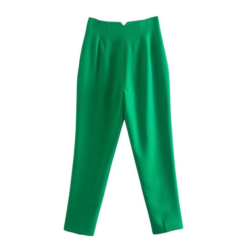 Pantalones deportivos de cintura alta para mujer, pantalones elegantes de oficina, pantalones de pierna recta de Color sólido con bolsillos, Verano