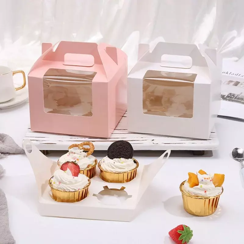 Индивидуальная продукция, портативная коробка для маффинов, бумажная чашка, коробка для упаковки тортов, прозрачная коробка для упаковки муссов, десертов, выпечки с окошком
