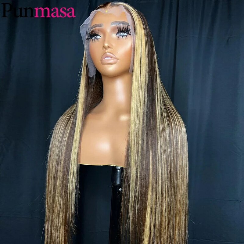 5x5 Closure Lace Wig 1B/27 Highlight Bone Straight Human Hair Wigs Transparent 13x6 13x4 Lace Front Wig Brown Blonde Pre Plucked