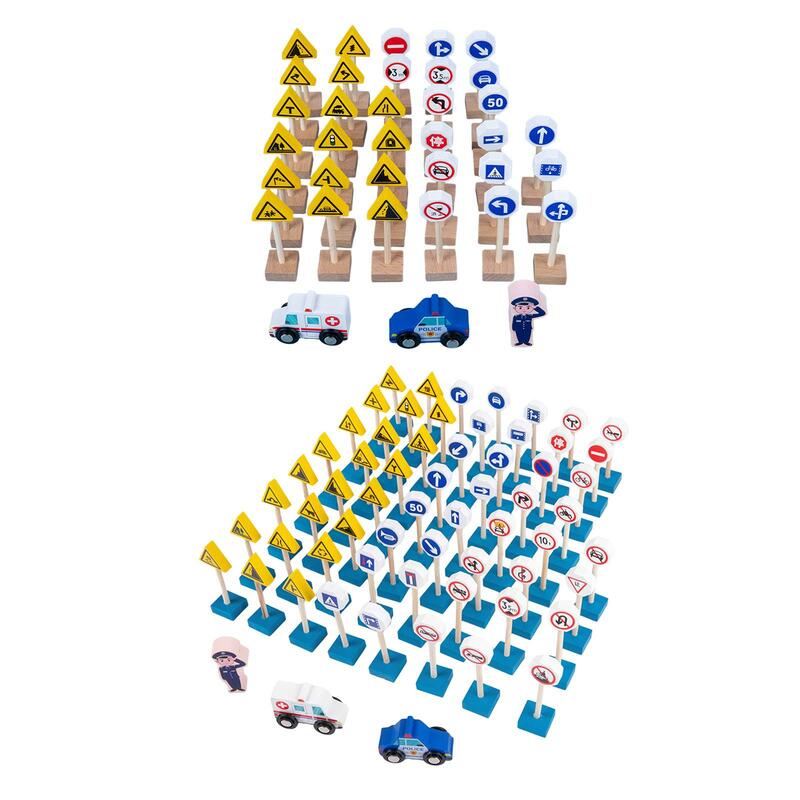 Insegne stradali in legno Playset sussidi didattici giocattoli per l'apprendimento segnali stradali modello per bambini interazione genitore-figlio prescolare
