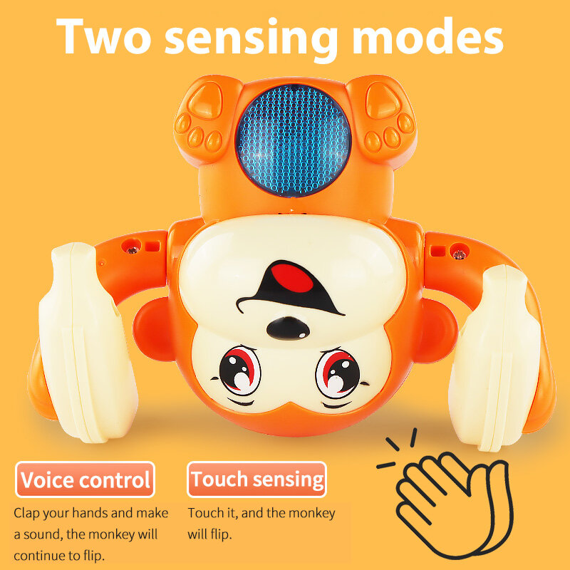 Brinquedos elétricos do bebê caindo rolando macaco luz música quebra-cabeça controle de voz dos desenhos animados brinquedo educativo precoce infantil crianças presente da criança