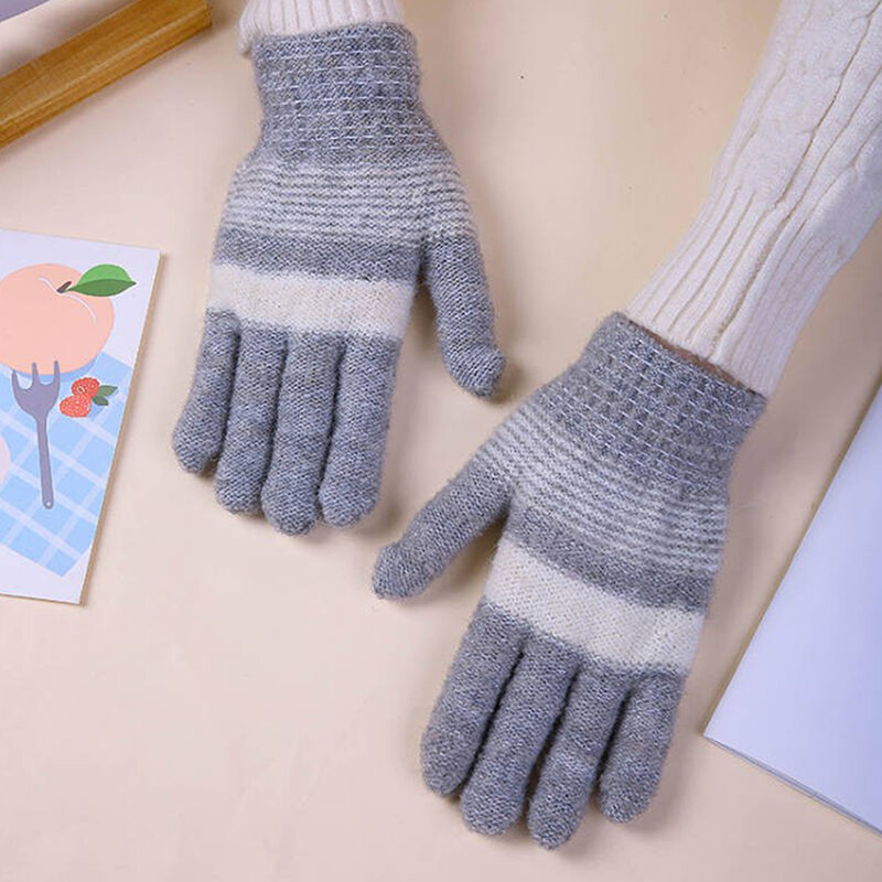 Winter Warme Handschoenen Vrouwen Mannen Warm Stretch Gebreide Wanten Imitatie Wol Outdoor Full Finger Handschoenen