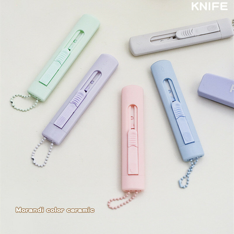 1 Piece Cute Folding Knife Korean Fashoin Mini Utility Knife Small Portable Paper Cutter for Kids Lovely Box Cutter with Pendant