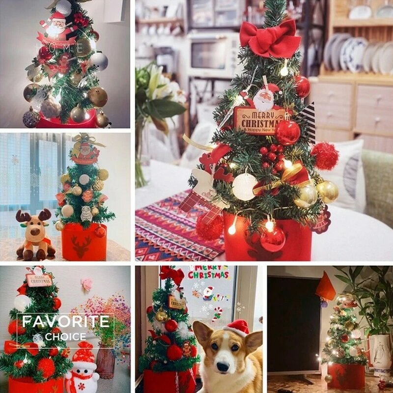 Árbol de Navidad de escritorio DIY para niños, luces nocturnas para el hogar, dormitorio, mesa de escritorio, decoración de árbol de Navidad, lámpara de regalo, 45CM