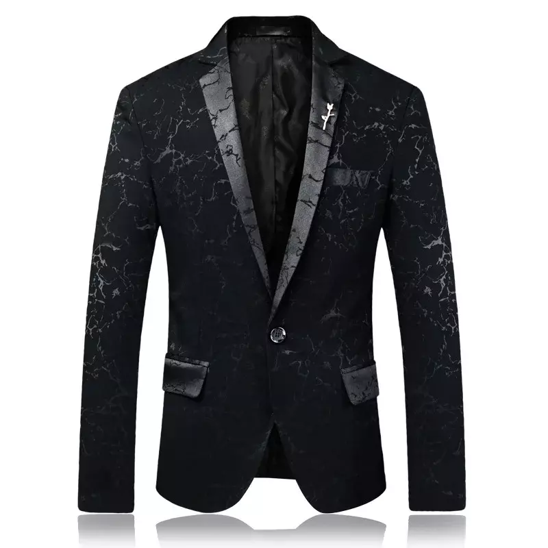 Traje de negocios con estampado para hombre, ajustado esmoquin, chaqueta informal, talla S-3XL, alta calidad, primavera, 2022